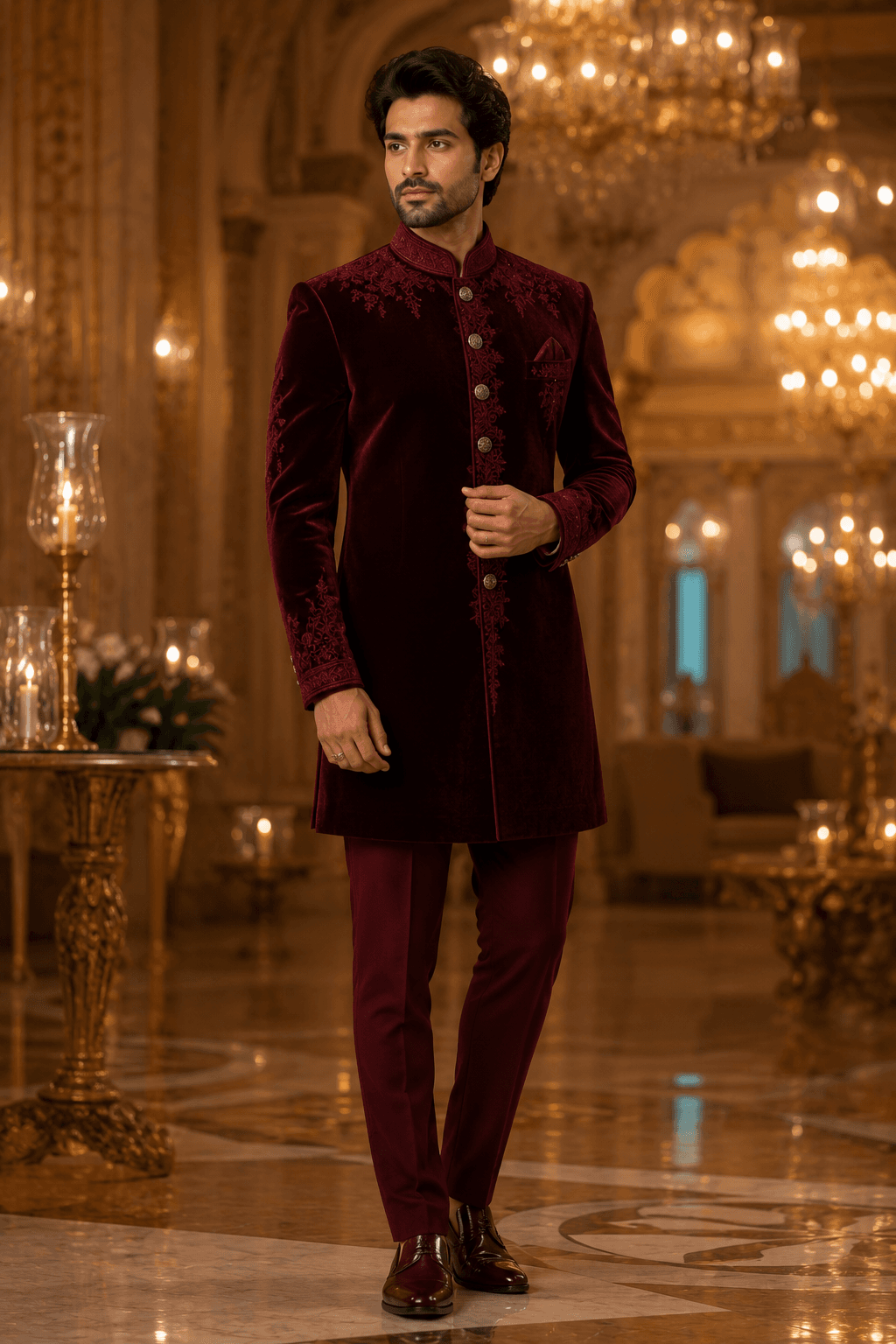 Regal Maroon Bandhgala