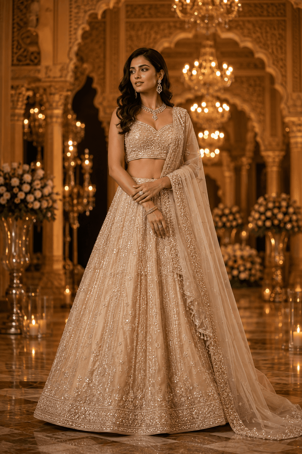 Champagne Pearl Lehenga