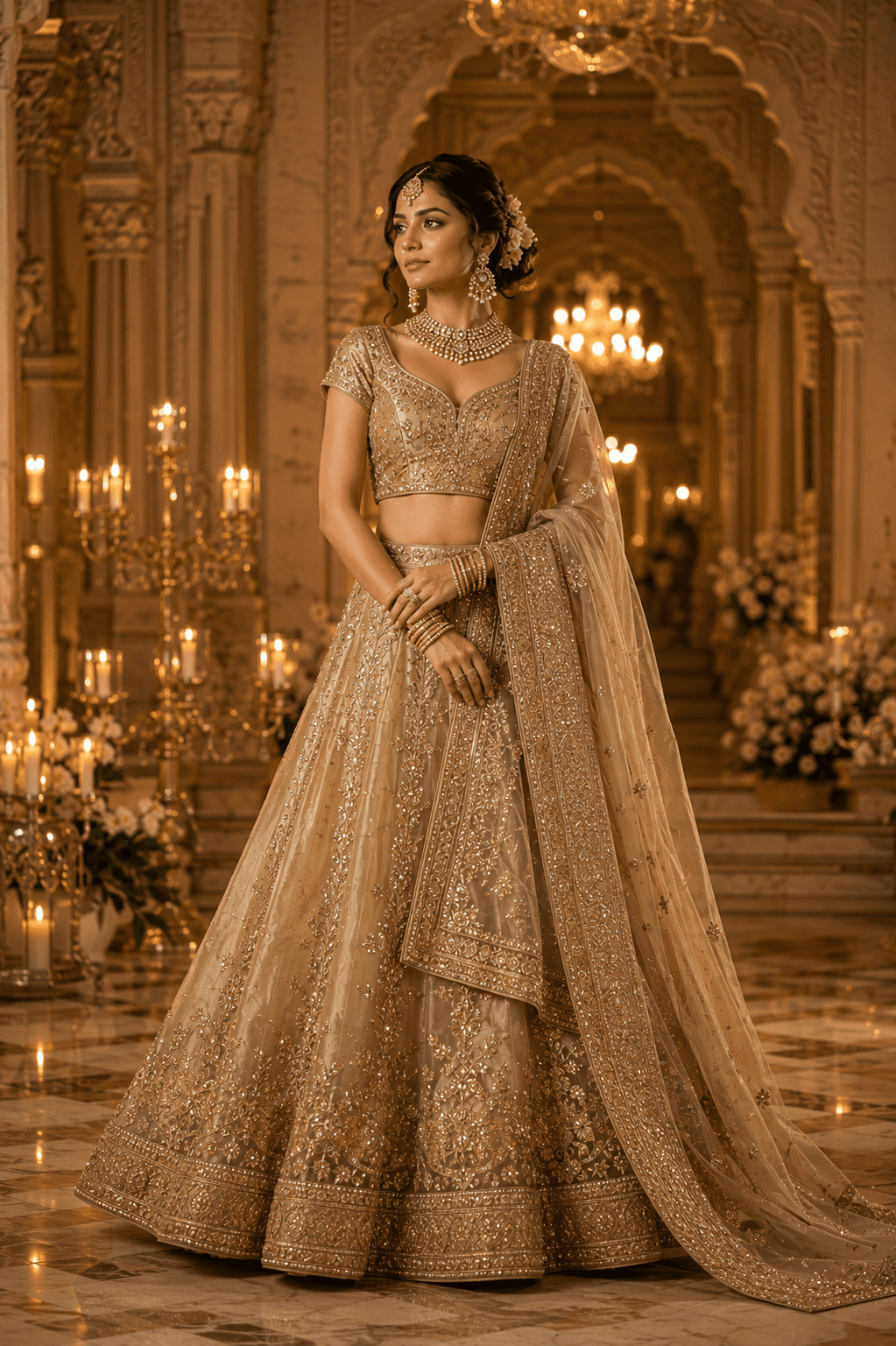 Golden Tissue Lehenga