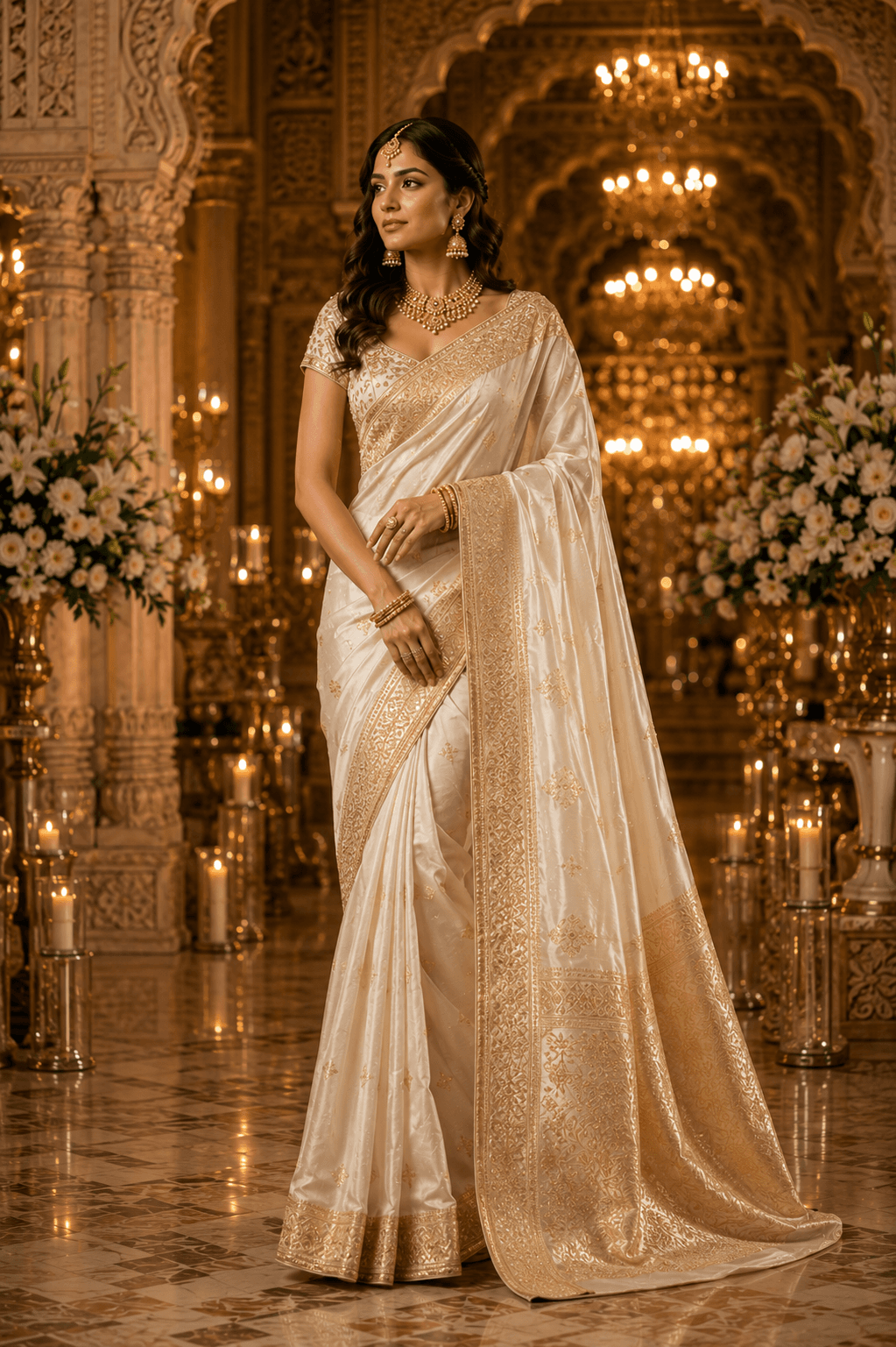 Ivory Zari Saree