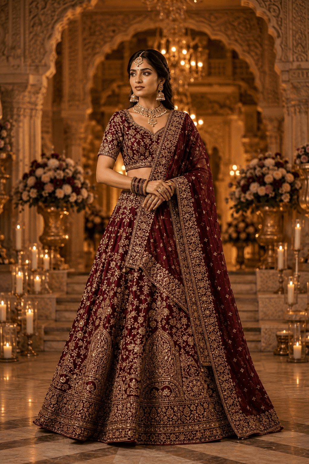 Royal Wine Bridal Lehenga